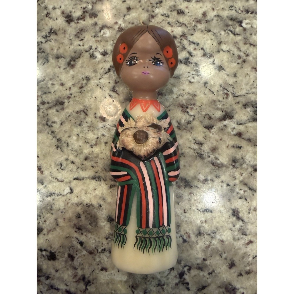 Gundi made in Mexico Hand painted Candle Folk Art‎ Figure Women